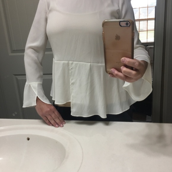 Shear dressy cream blouse - Picture 7 of 8